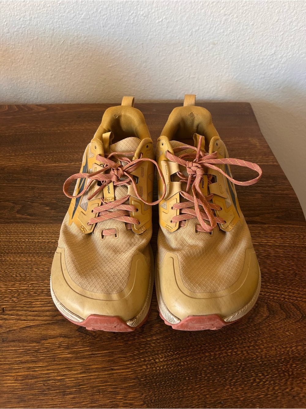 Altra Mustard Yellow Trail Running Shoes with Orange Laces